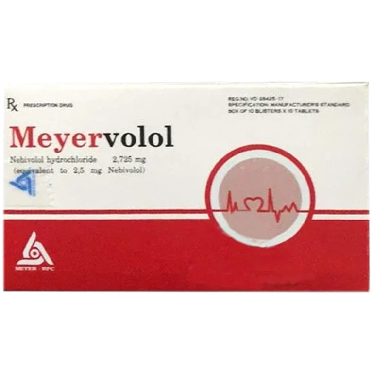 Thuốc Meyervolol 2,5mg Meyer điều trị tăng huyết áp vô căn và suy tim ổn định (10 vỉ x 10 viên)