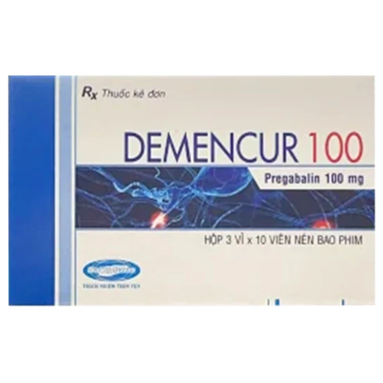 Thuốc Demencur 100 DaviPharm điều trị đau thần kinh trung ương và ngoại vi (3 vỉ x 10 viên)