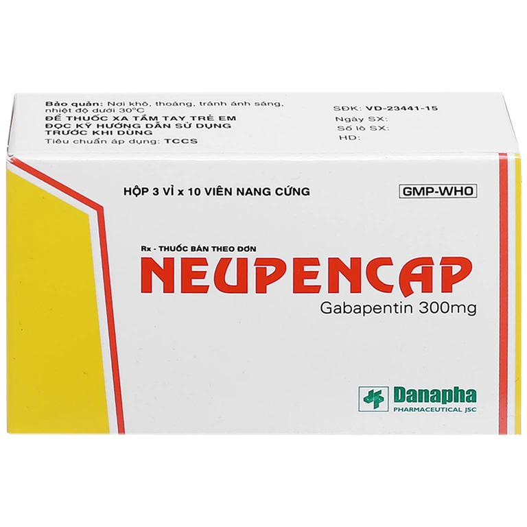 Thuốc Neupencap 300mg Danapha điều trị đau do viêm dây thần kinh ngoại biên (3 vỉ x 10 viên)