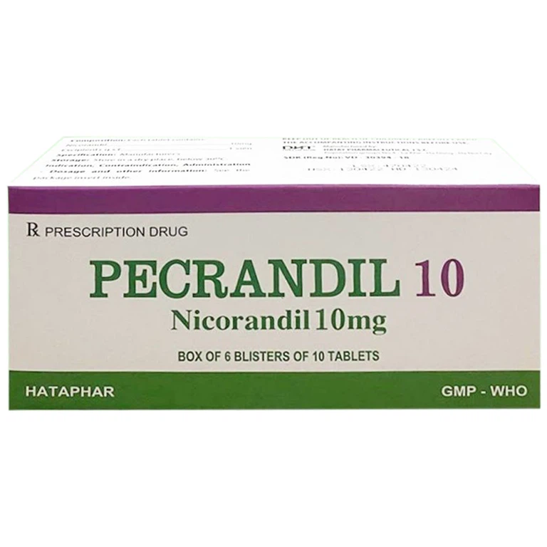 Thuốc Pecrandil 10 Hà Tây phòng và điều trị lâu dài cơn đau thắt ngực ổn định (6 vỉ x 10 viên)