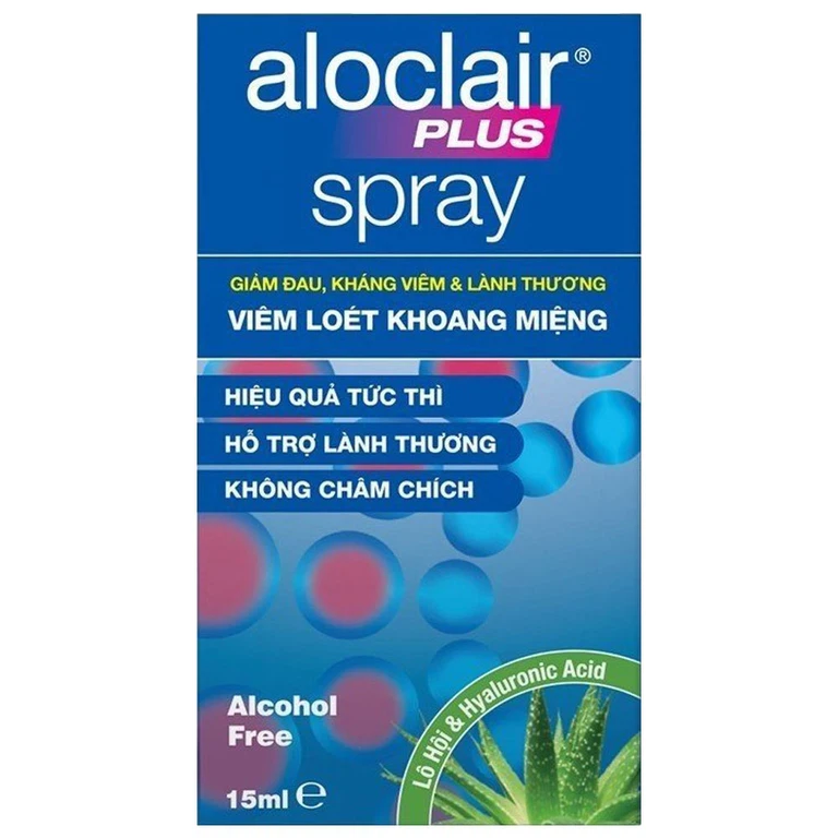 Chai xịt Aloclair Plus Spray giảm đau nhanh bệnh tay chân miệng, nhiệt miệng, chỉnh nha, nhổ răng (15ml)