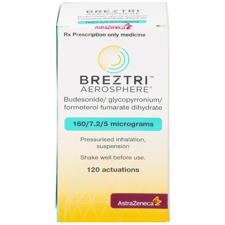 Thuốc hít Breztri 160/7.2/5mcg Astrazeneca giảm co thắt phế quản cấp tính (120 liều)