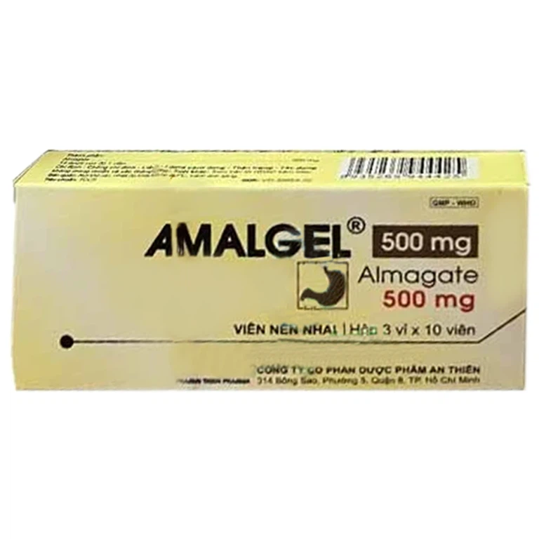 Thuốc Amalgel 500mg An Thiên điều trị loét dạ dày - tá tràng, tăng acid dạ dày (3 vỉ x 10 viên)