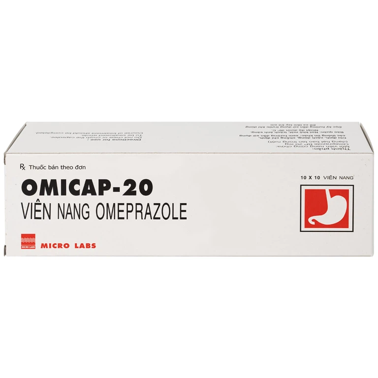 Thuốc Omicap-20 Micro điều trị loét tá tràng và dạ dày, hội chứng Zollinger – Ellison, trào ngược thực quản (10 vỉ x 10 viên)