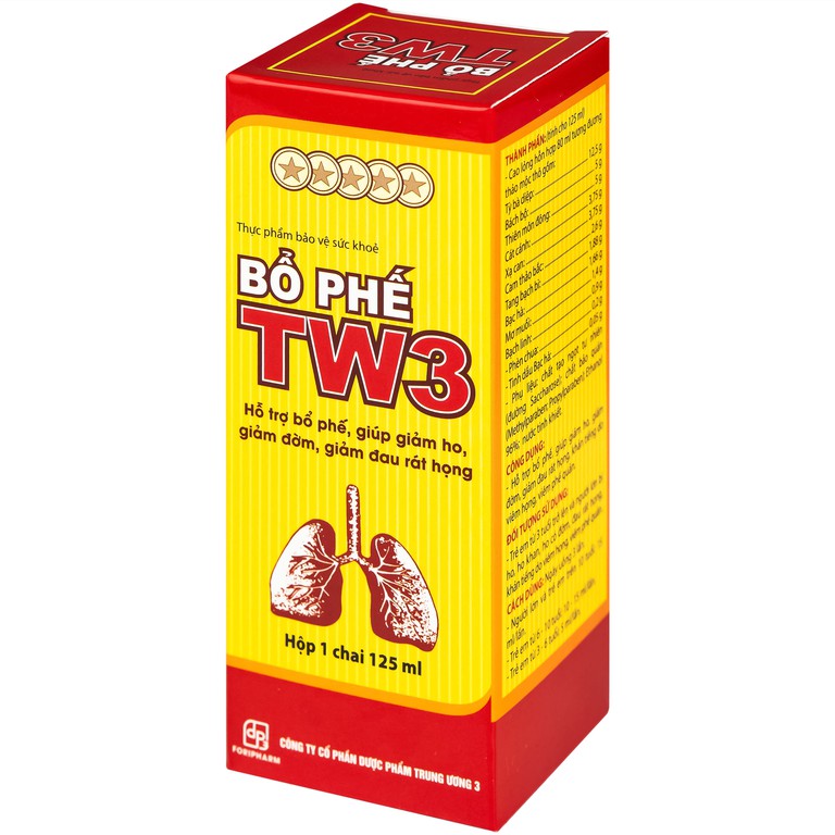 Cao lỏng Bổ Phế TW3 hỗ trợ giảm ho, giảm đờm, giảm đau rát họng, viêm phế quản (125ml)