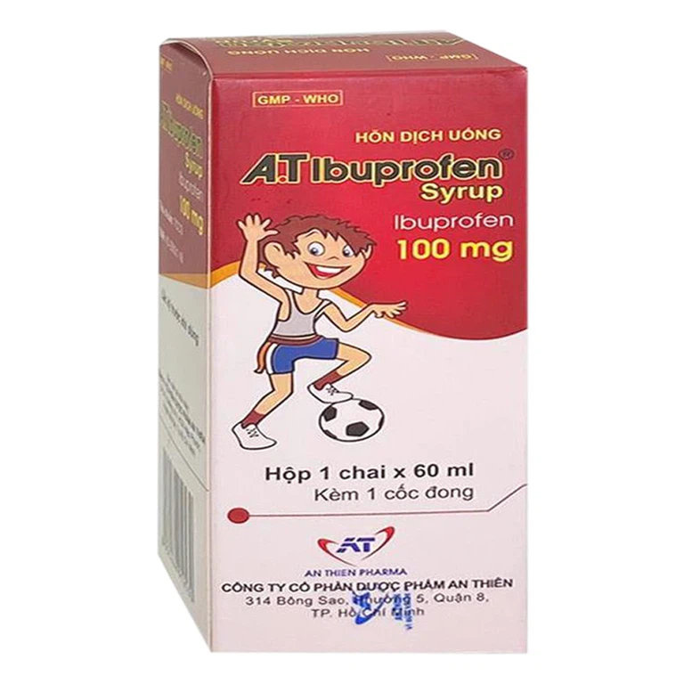 Hỗn dịch uống A.T Ibuprofen Syrup 100mg An Thiên giảm đau, kháng viêm (60ml)