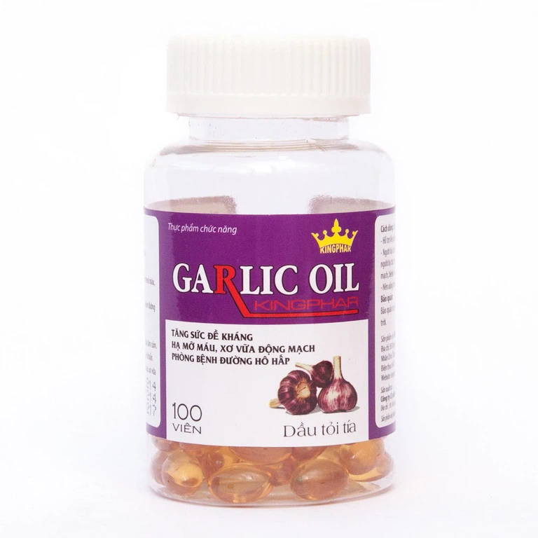 Viên dầu tỏi tía Garlic Oil Kingphar hỗ trợ tăng đề kháng, hạ mỡ máu (100 viên)