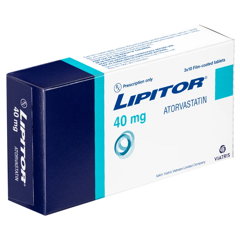 Viên nén Lipitor 40mg Pfizer điều trị tăng cholesterol toàn phần (3 vỉ x 10 viên) 