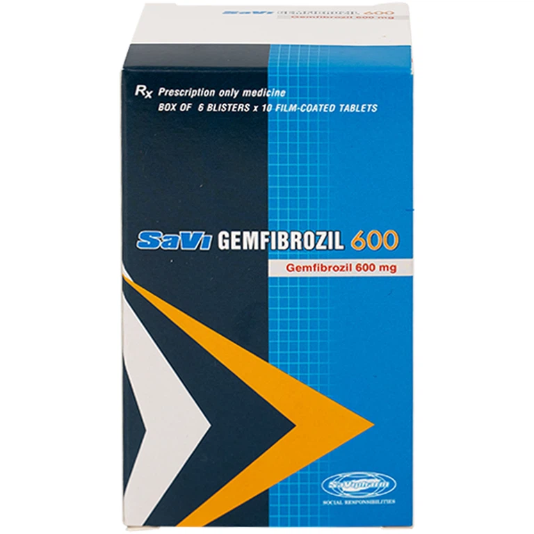 Thuốc SaVi Gemfibrozil 600 điều trị rối loạn mỡ máu (6 vỉ x 10 viên)