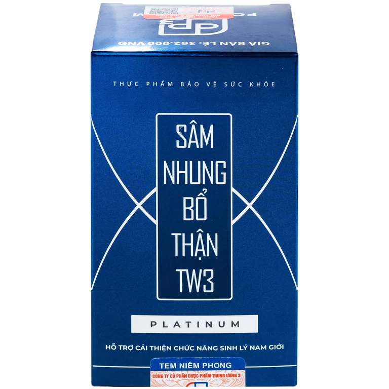 Sâm Nhung Bổ Thận TW3 Platinum hỗ trợ bổ thận tráng dương (30 viên)