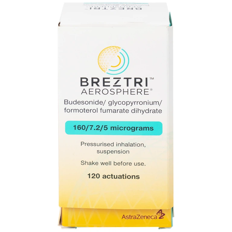 Thuốc hít Breztri 160/7.2/5mcg Astrazeneca giảm co thắt phế quản cấp tính (120 liều)