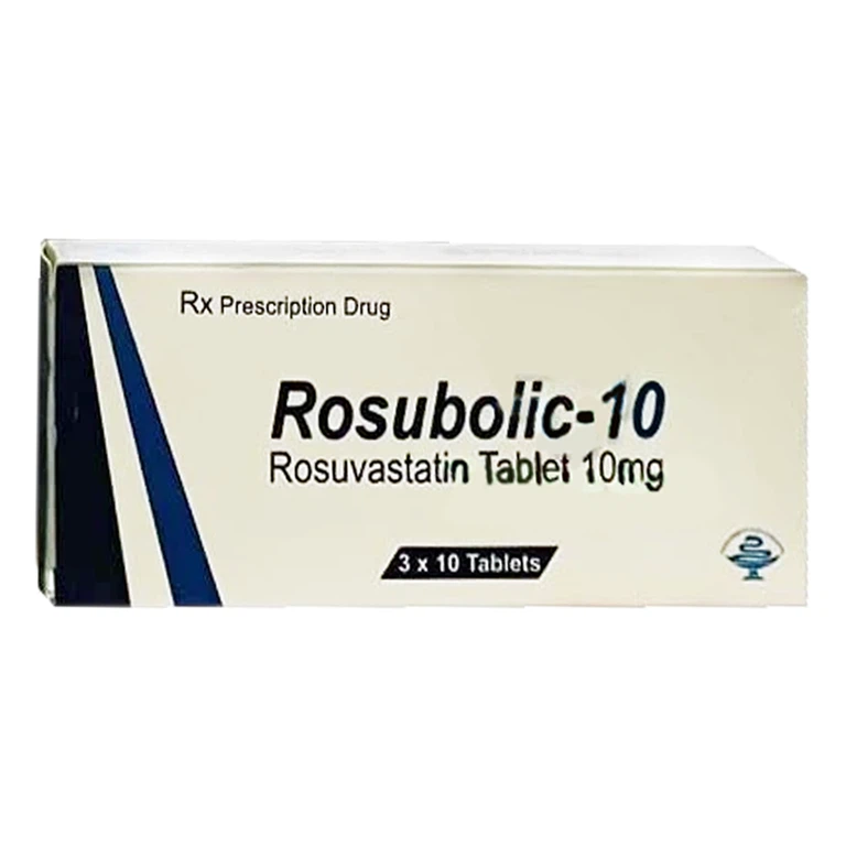 Thuốc Rosubolic-10 G.D. Laboratories điều trị tăng cholesterol máu nguyên phát (3 vỉ x 10 viên)