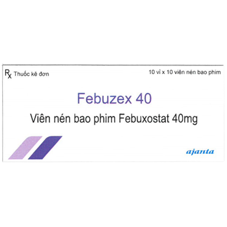 Thuốc Febuzex 40mg Ajanta điều trị tăng axit uric trong máu (3 vỉ x 10 viên)