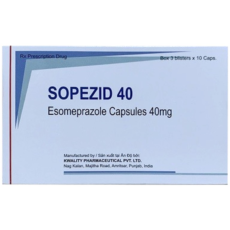 Thuốc Sopezid 40 Kwality điều trị trào ngược dạ dày thực quản, loét dạ dày tá tràng (3 vỉ x 10 viên)