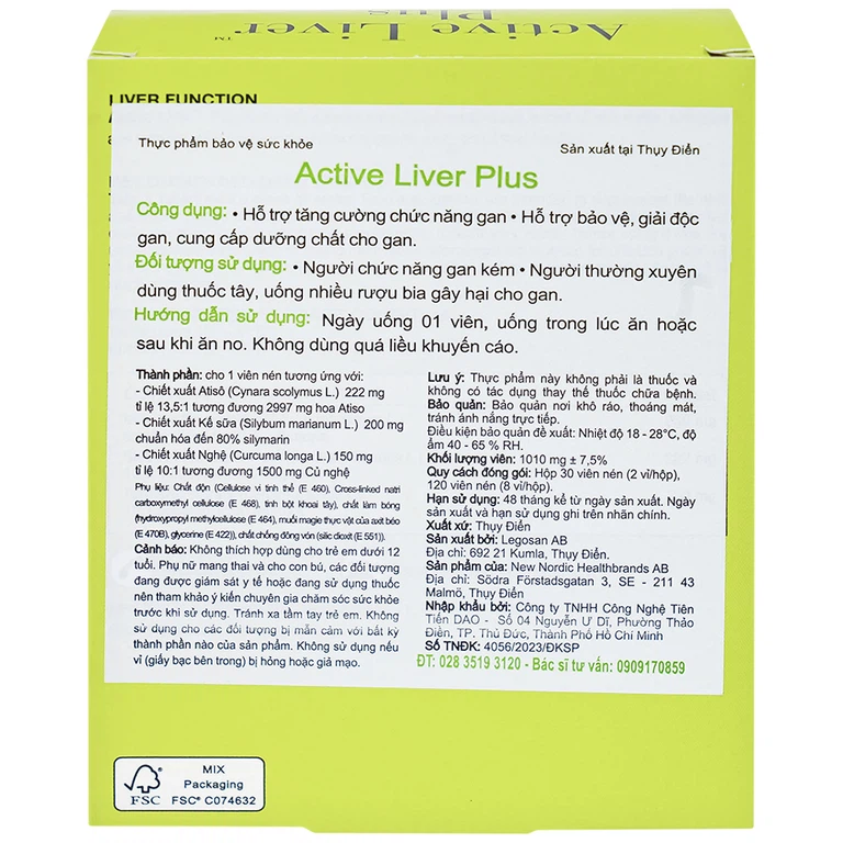 Viên uống Active Liver Plus New Nordic hỗ trợ tăng cường chức năng gan (2 vỉ x 15 viên)