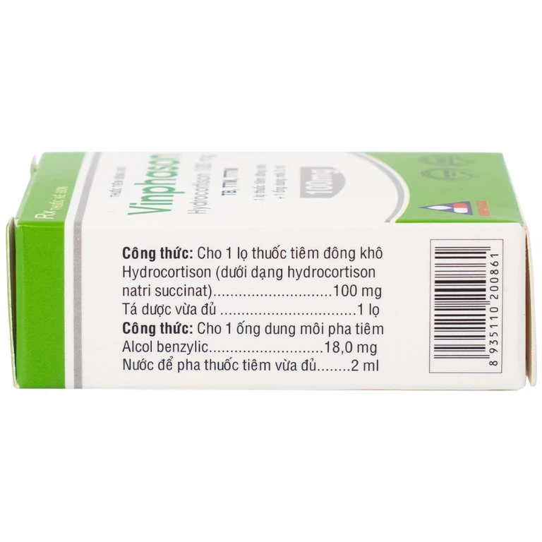 Thuốc tiêm Vinphason 100mg Vinphaco điều trị lupus ban đỏ hệ thống, hồng ban đa dạng nặng (1 lọ + 1 ống)