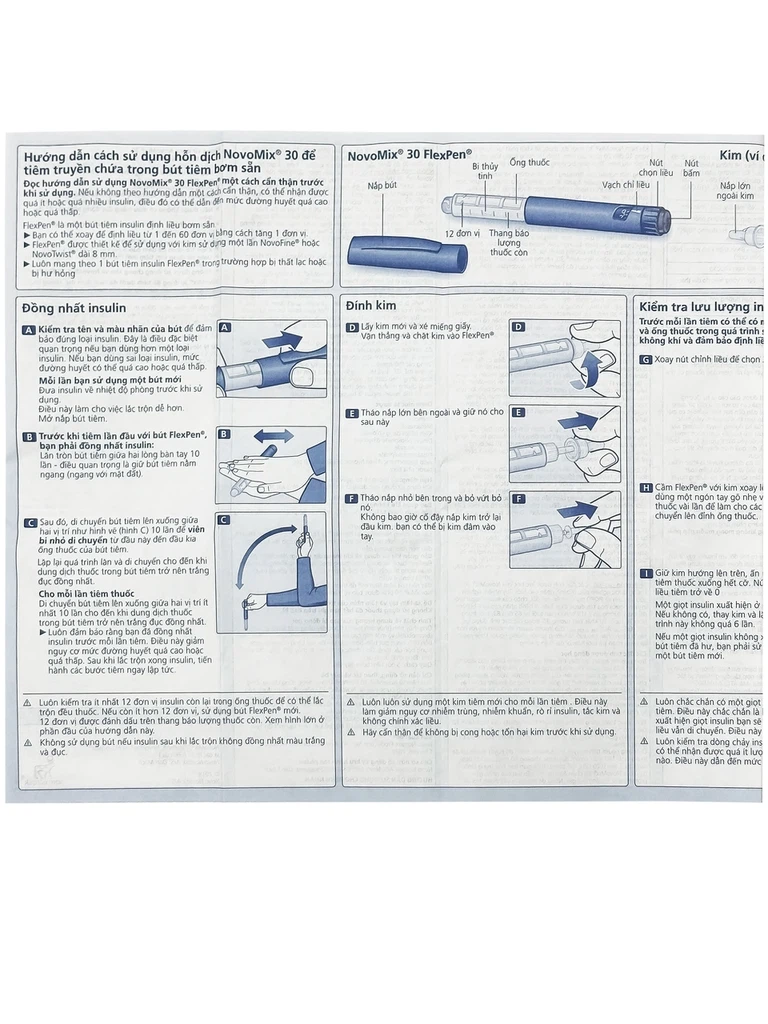 Bút tiêm NovoMix 30 FlexPen Novo Nordisk điều trị đái tháo đường (5 cây x 3ml)