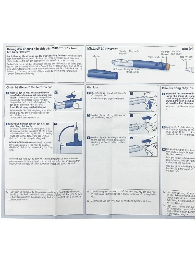 Bút tiêm Mixtard 30 Flexpen 100 IU/ml Novo Nordisk điều trị bệnh đái tháo đường (5 cây x 3ml)