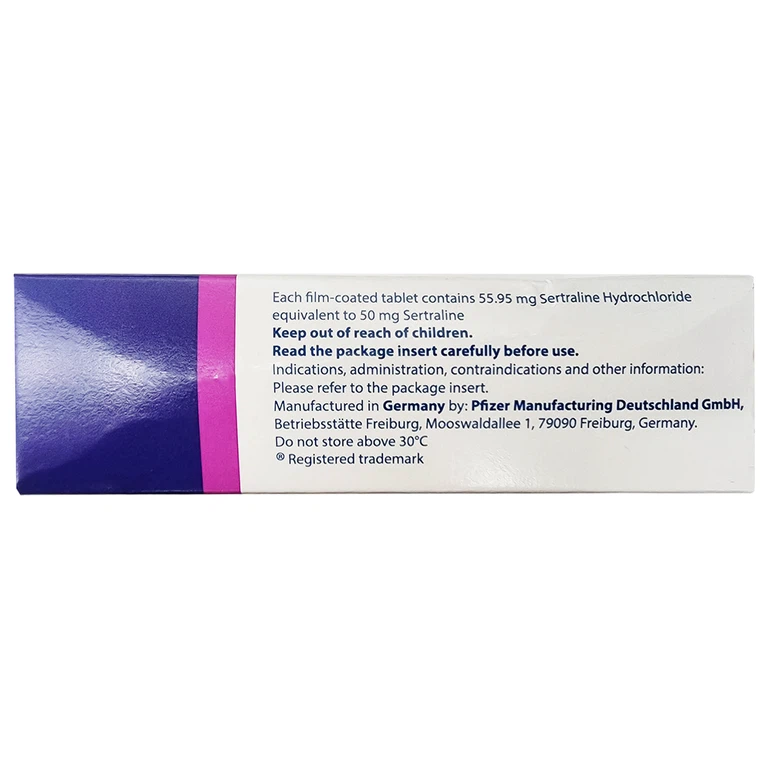 Thuốc Zoloft Sertraline 50mg Viatris điều trị triệu chứng bệnh trầm cảm (3 vỉ x 10 viên)
