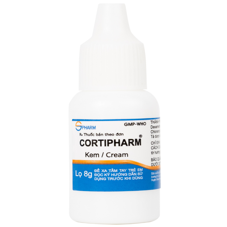 Kem bôi da Cortipharm 8g Spharm điều trị viêm da tiếp xúc, chốc lỡ, viêm nang lông