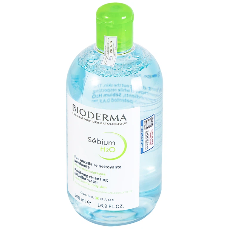 Dung dịch Bioderma Sebium H2O dạng hạt mixen (micelle) dùng tẩy trang dành cho da hỗn hợp, da dầu (500ml)