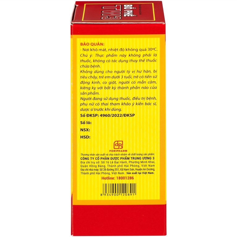 Cao lỏng Bổ Phế TW3 hỗ trợ giảm ho, giảm đờm, giảm đau rát họng, viêm phế quản (125ml)