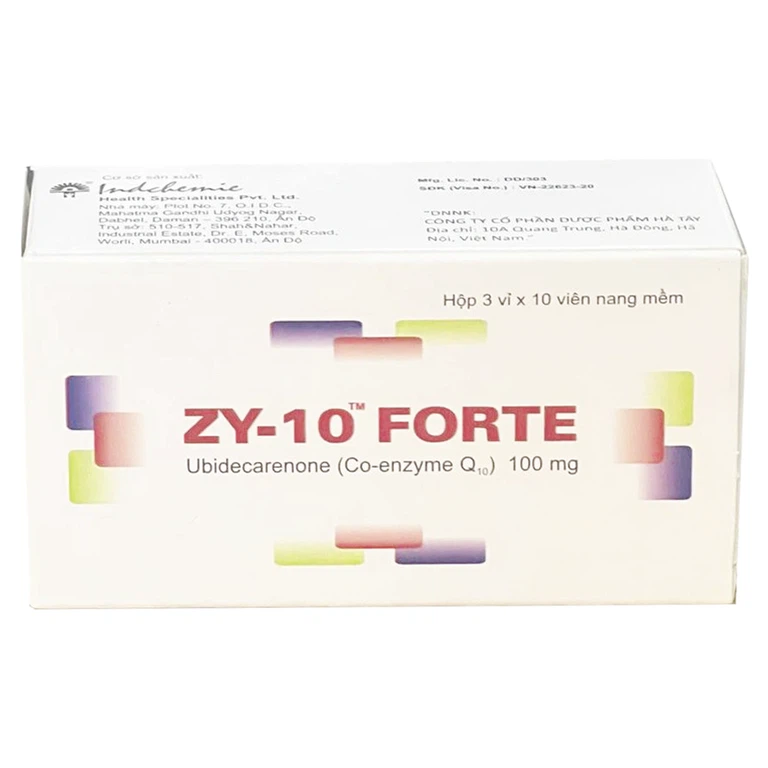 Thuốc Zy-10 Forte 100mg Dược Hà Tây điều trị bệnh suy tim xung huyết, thiếu hụt coenzym Q10 (3 vỉ x 10 viên)