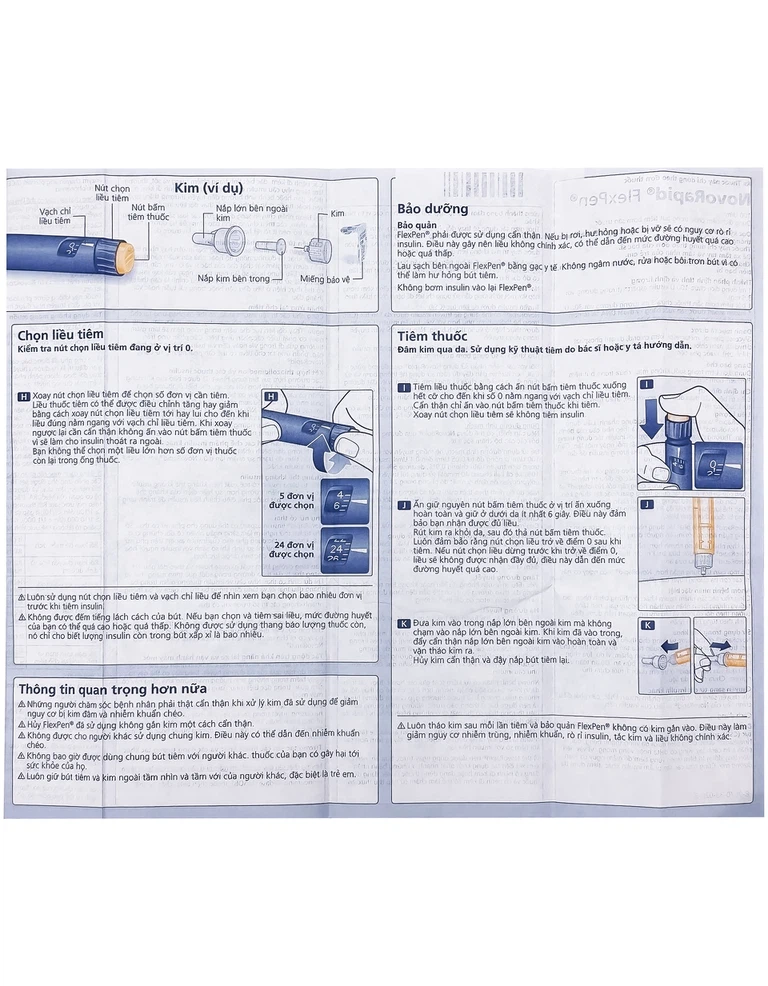 Bút tiêm Novorapid FlexPen 100U/ml Novo Nordisk kiểm soát đường huyết (5 cây x 3ml)