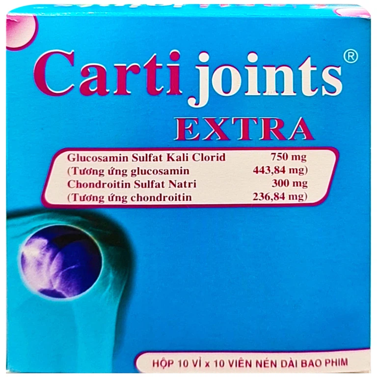 Thuốc Cartijoints Extra 750mg OPV giảm thoái hóa khớp gối nhẹ và trung bình (10 vỉ x 10 viên)