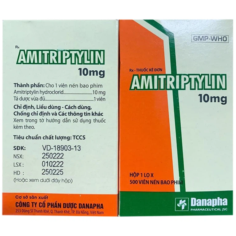Thuốc Amitriptylin 10mg Danapha điều trị trầm cảm (500 viên)