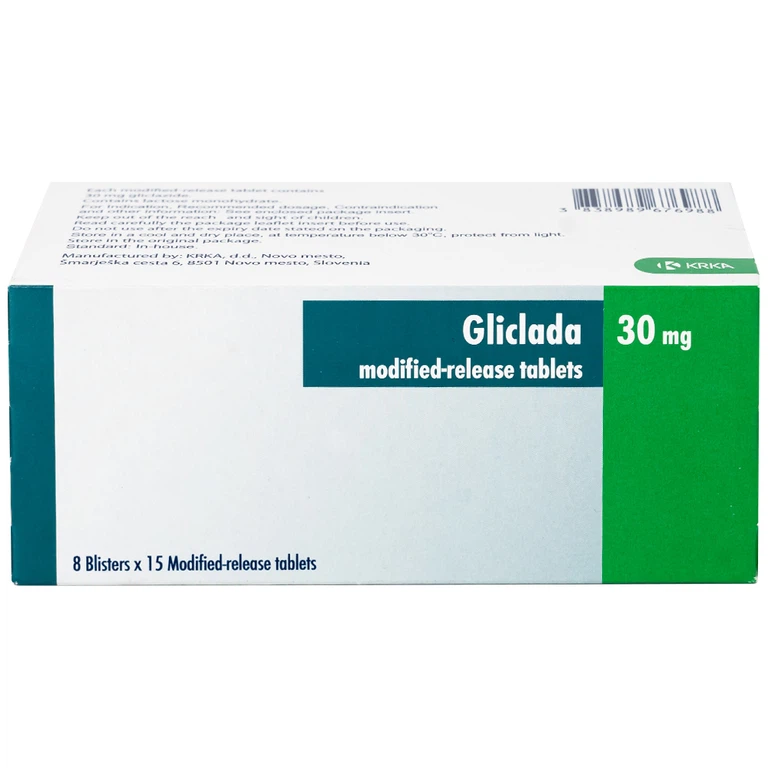 Thuốc Gliclada 30mg KRKA điều trị bệnh tiểu đường (8 vỉ x 15 viên)