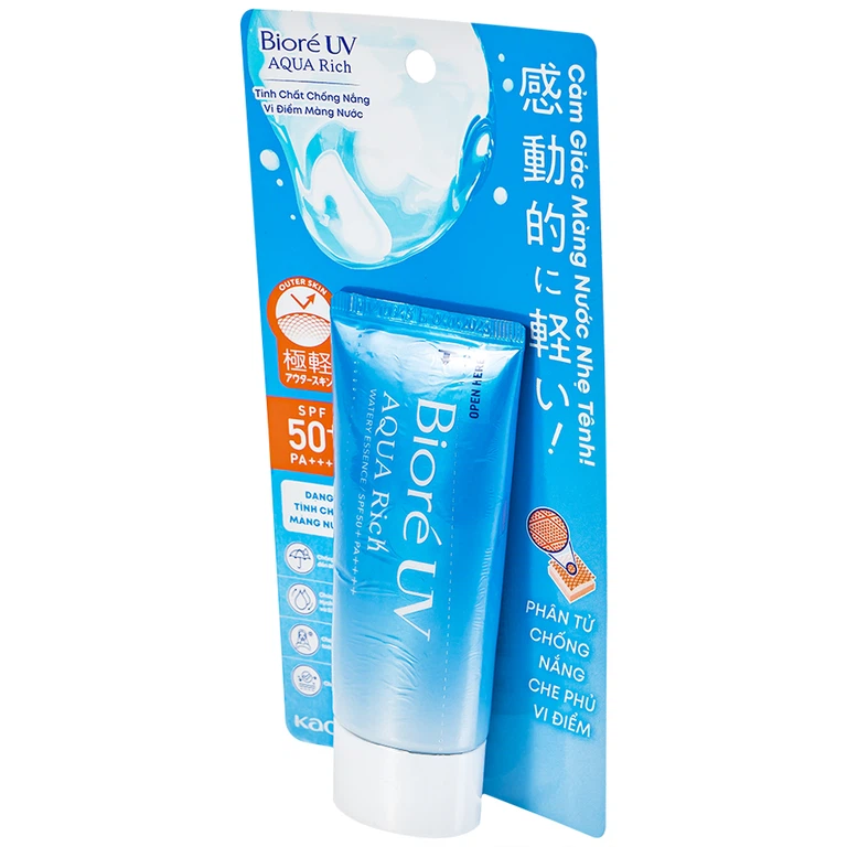 Tinh chất chống nắng vi điểm màng nước Bioré UV Aqua Rich SPF50+ PA++++ dưỡng ẩm cho mặt, cổ, vai (50g)