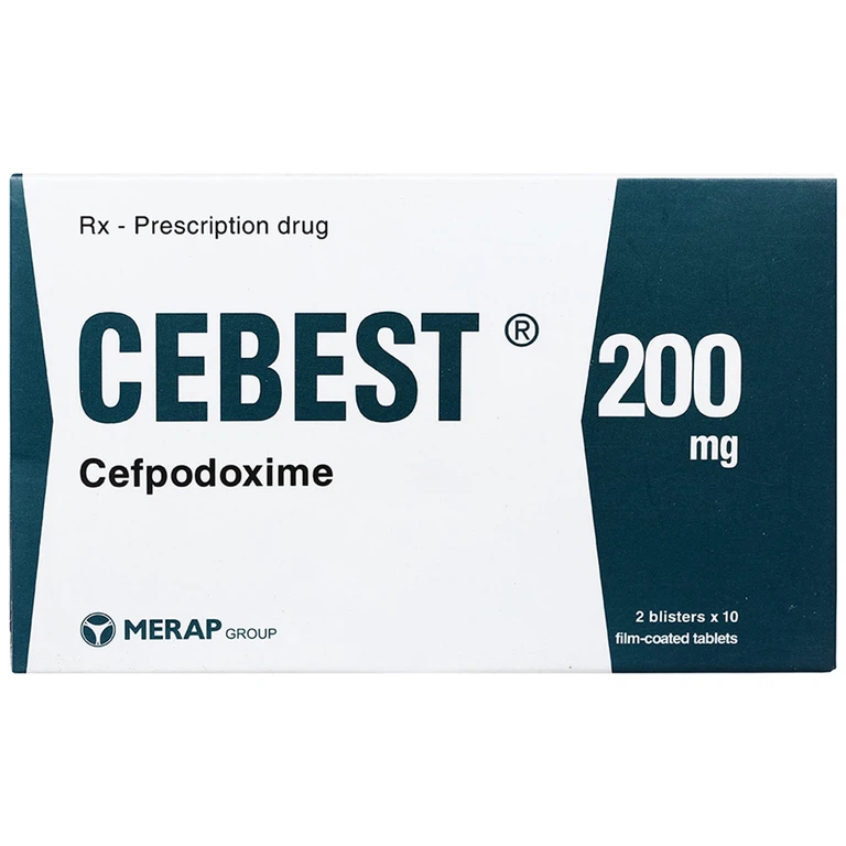 Thuốc Cebest 200mg Merap điều trị nhiễm khuẩn hô hấp, tiết niệu, nhiễm khuẩn da (2 vỉ x 10 viên)