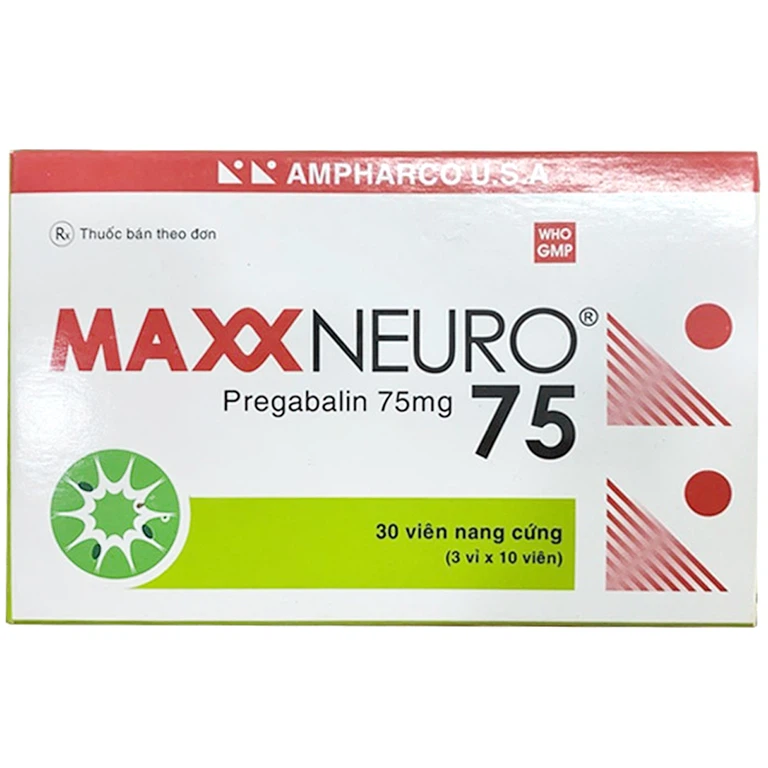 Thuốc Maxxneuro 75 Ampharco điều trị các tình trạng đau dây thần kinh, động kinh cục bộ (3 vỉ x 10 viên)