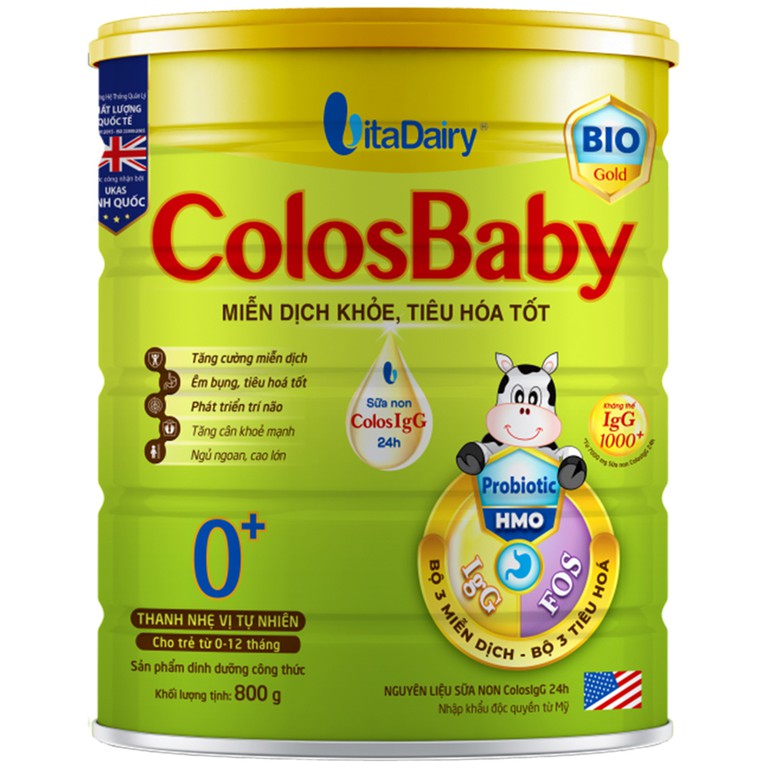 Sữa ColosBaby Bio Gold 0+ tăng cường miễn dịch, hỗ trợ tiêu hóa cho trẻ từ 0 - 12 tháng (800g)