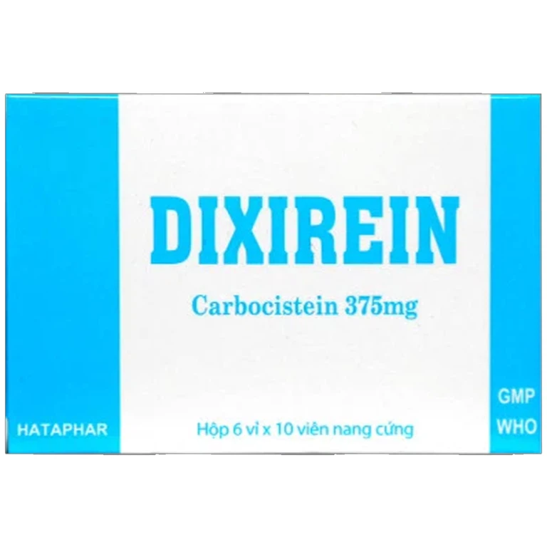 Thuốc Dixirein 375mg Hà Tây điều trị các bệnh đường hô hấp có tăng tiết đàm nhiều và nhầy nhớt (6 vỉ x 10 viên)