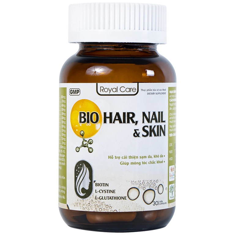 Viên uống BIO Hair, Nail and Skin Royal Care hỗ trợ cải thiện sạm da, khô da, móng tóc chắc khỏe (30 viên)