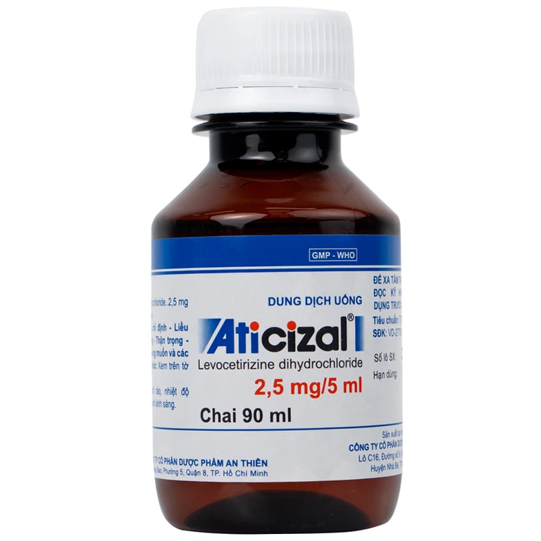 Dung dịch uống Aticizal 2,5mg/5ml An Thiên điều trị triệu chứng viêm mũi dị ứng (90ml)