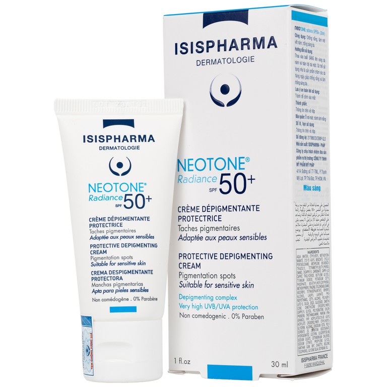 Kem chống nắng Isis Pharma Neotone Radiance SPF 50+ dưỡng trắng, mờ nám, phục hồi da (30ml)