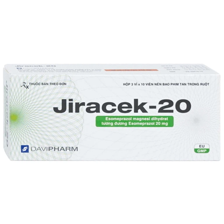 Thuốc Jiracek-20 Davipharm điều trị viêm loét dạ dày, trào ngược dạ dày