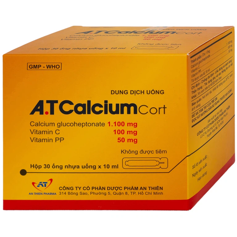 Dung dịch uống A.T Calcium Cort An Thiên bổ sung vitamin và khoáng chất cho cơ thể (30 ống x 10ml)