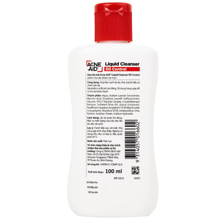 Sữa rửa mặt trị mụn Acne Aid Liquid Cleanser Oil Control (100ml)