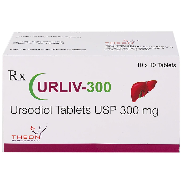 Thuốc Urliv 300 Theon Pharmaceuticals điều trị làm tan sỏi mật, cải thiện chức năng gan (10 vỉ x 10 viên)