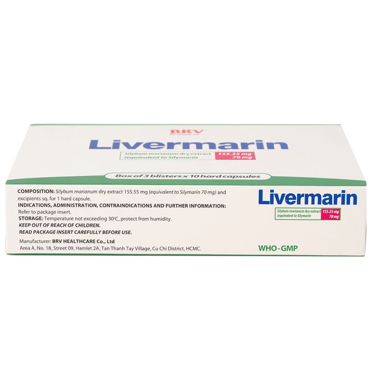 Thuốc Livermarin 70mg Brv điều trị rối loạn tiêu hoá, viêm gan cấp và mãn tính (3 vỉ x 10 viên)