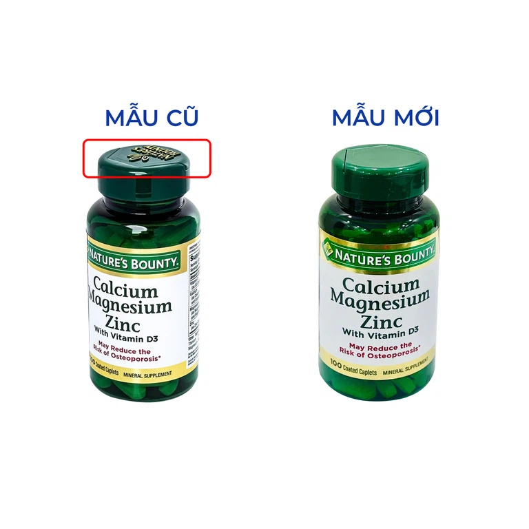 Viên uống Calcium Magnesium Zinc Nature's Bounty hỗ trợ duy trì sức khoẻ hệ xương (100 viên)