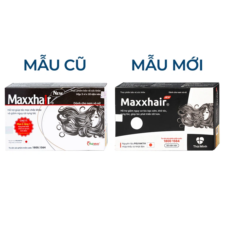 Viên uống Maxxhair New Thái Minh hỗ trợ tóc mọc chắc khỏe và giảm nguy cơ rụng tóc (3 vỉ x 10 viên)