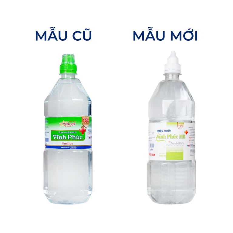Nước muối Natri Clorid 0.9 Vĩnh Phúc Smiles làm sạch răng, khử mùi hôi khoang miệng (1100ml)