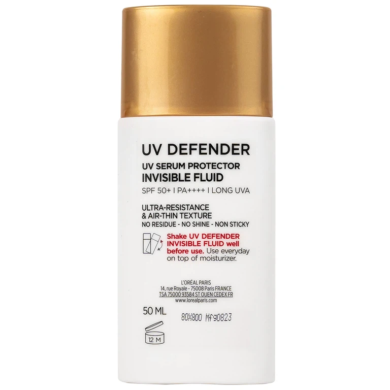 Kem chống nắng Defender UV Serum Invisible Fluid L’Oréal SPF50+ và PA++++ giúp ngăn ngừa lão hóa, đốm nâu (50ml)