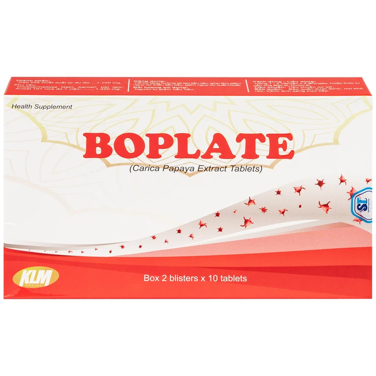 Viên uống Boplate Santex hỗ trợ tăng cường tái tạo tiểu cầu, giảm nguy cơ thiếu tiểu cầu (2 vỉ x 10 viên)