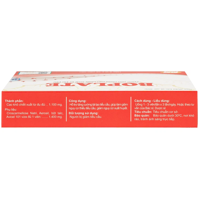 Viên uống Boplate Santex hỗ trợ tăng cường tái tạo tiểu cầu, giảm nguy cơ thiếu tiểu cầu (2 vỉ x 10 viên)